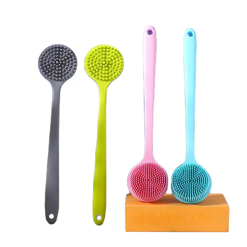 Silicone Bath Brush Back Body Shower Scrubber Brushes With Handle Exfoliating Scrub Skin Massager Exfoliation Bathroom Brush