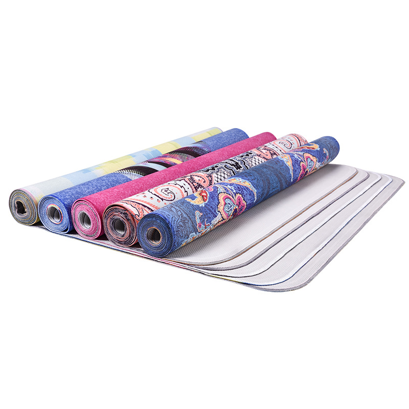 Layer Print Eco Friendly Non-Slip Sweat Absorbent Tpe Suede Yoga Mat Folding