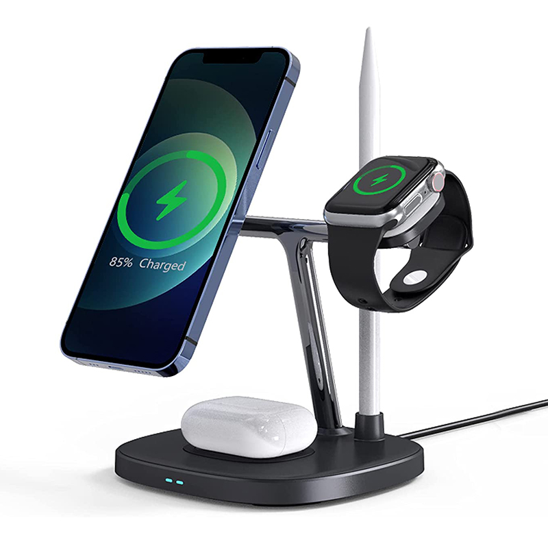 Магнитная Беспроводная зарядная станция QI 15 Вт 4 в 1 для Iphone 12/Iwatch/Airpods Pro/Apple pencil 1-я зарядная док-станция