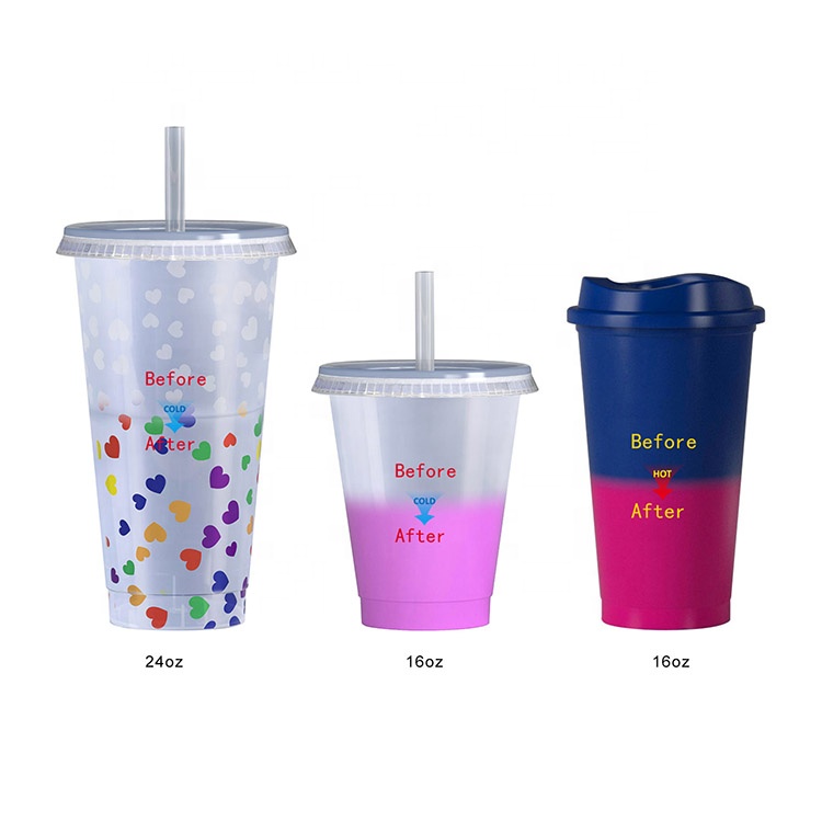 Меняющие цвет чашки 2020 Новое поступление индивидуальный 16oz 24oz термостакан меняющий цвет пластиковая чашка