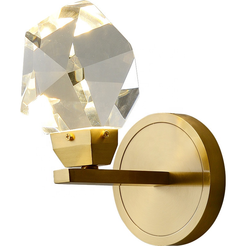 Contemporary brass K9 crystal corridor reading wall mounted sconce lamps led changeable small interior stair wall light