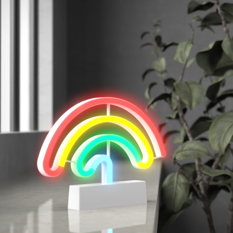 Factory new design plastic rainbow neon lamp desk led neon tube light with stand