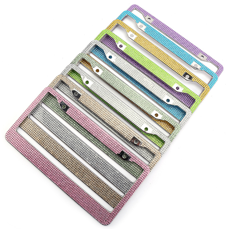 Wholesale high quality bling color crystal rhinestone license plate frame for car