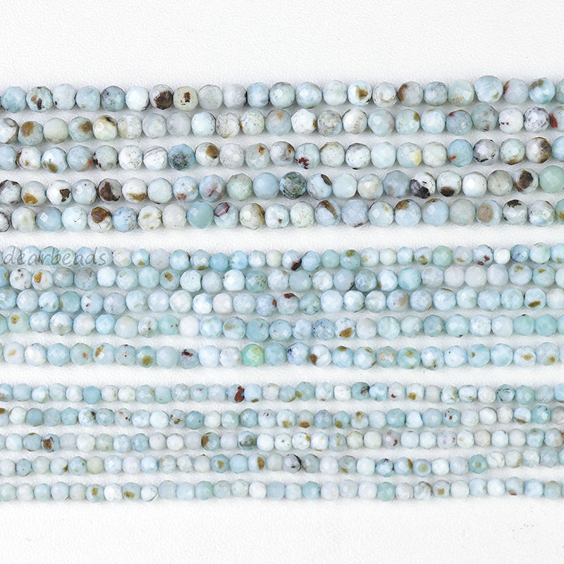 Rare Natural Faceted Dominican Republic Larimar Bead Strand, Blue Pectolite Gem Stone Bead For DIY Jewelry Making 2 3 4mm, 38CM