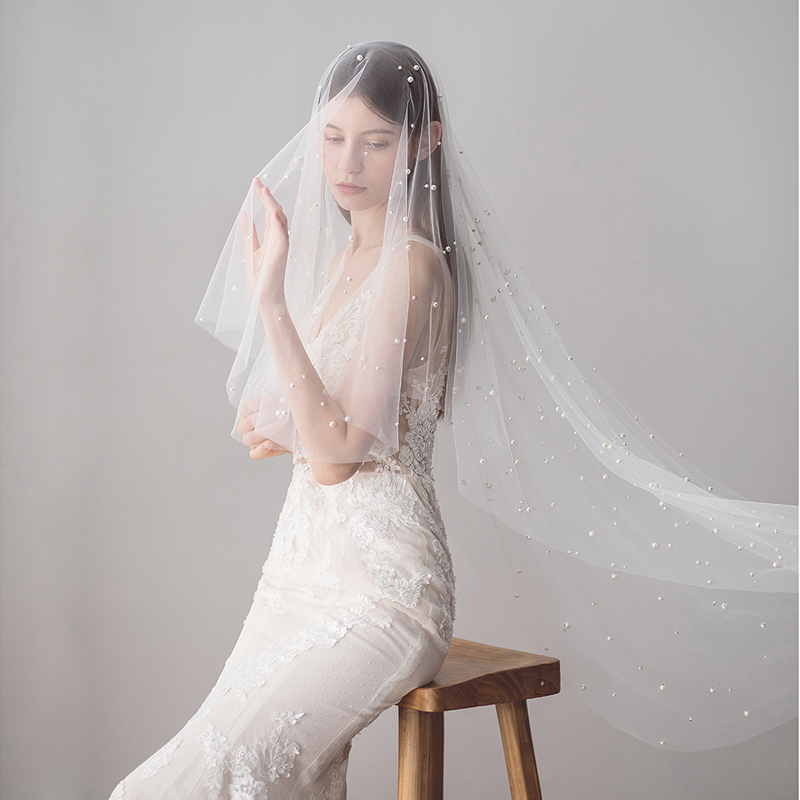 SLBRIDAL два слоя Фата для венчания с расчёски и гребни слоновой кости жемчуг Фата Свадебные аксессуары невесты Mariage для женщин