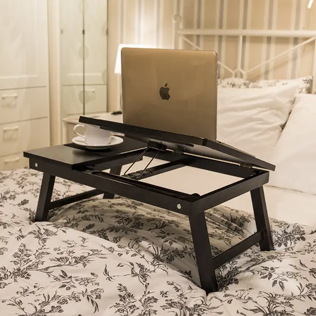 BAMBKIN portable eco custom laptop table for bed bamboo bed tables for eating and laptops