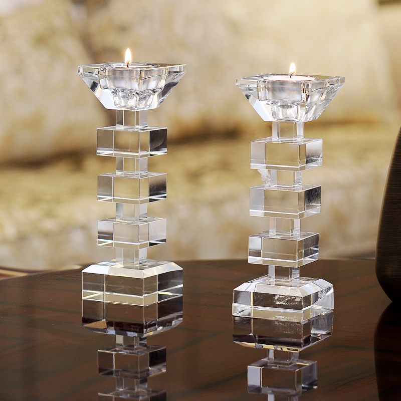 modern home accessories wedding decoration European style two uses k9 crystal candle holder