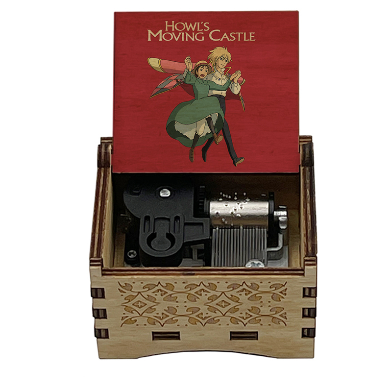 Wooden Wind Up Music Box Merry-go-round of life howl's moving castle kids mechanical toy girlfriend christmas 56 new year gift