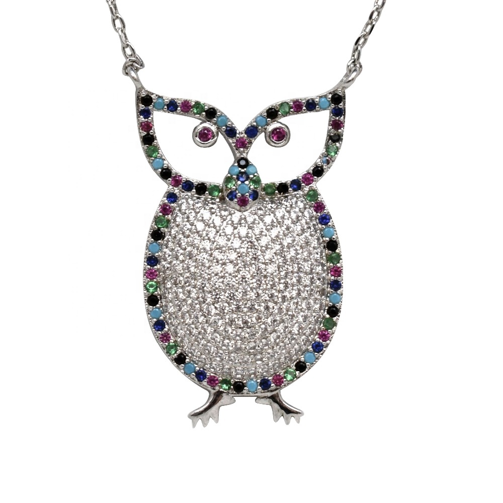 Cute Bird Necklace Fashion Sterling Silver Cute Animal Shape Owl Pendant Necklace With Chain
