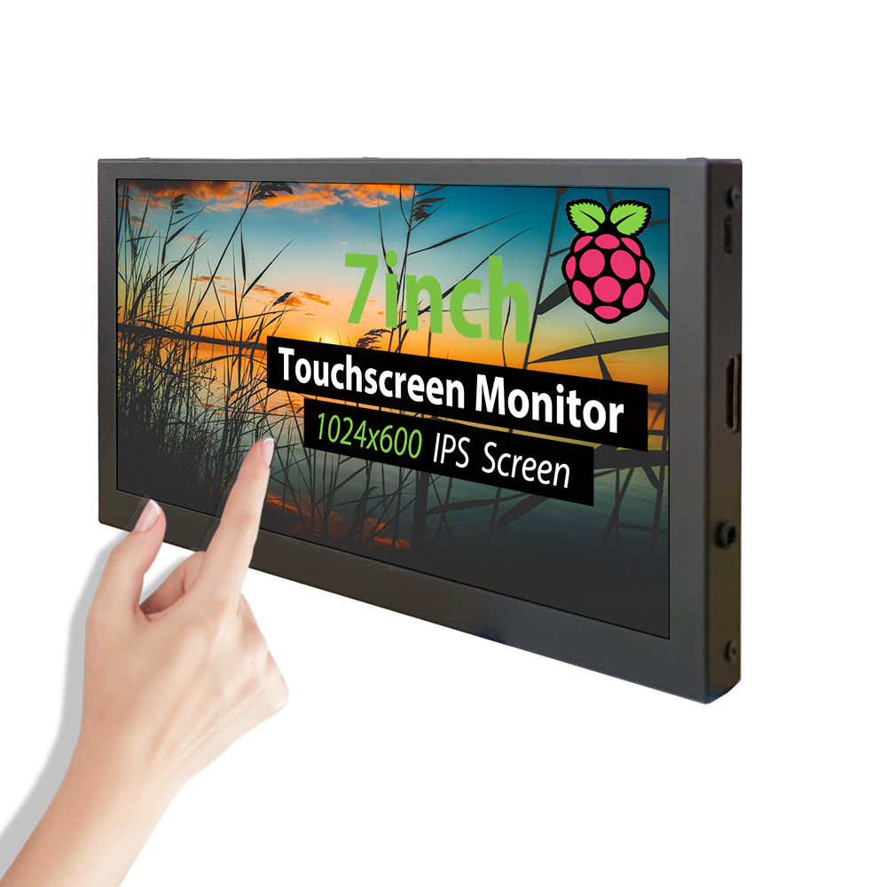 USB HD-MI Screen Capacitive 1024X600 Touchscreen Display, for Raspberry Pi 7'' IPS Portable Touch Monitor with Dual Speakers