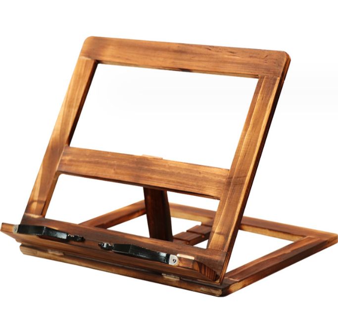 Custom Wooden Book Stand Page Clips Foldable Multi Angle Standing Countertop Rack Reading