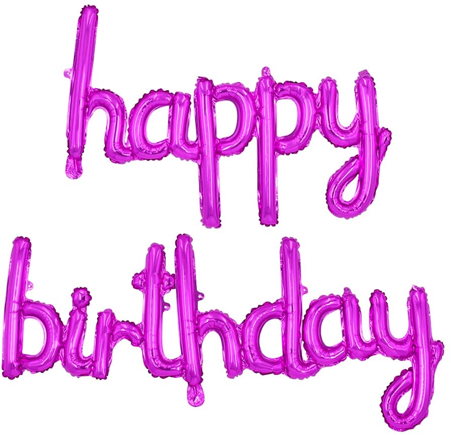 Happy Birthday Pink Balloons Banner,16 Inch Foil Letters Balloons Reusable Eco-friendly Material for Birthday Party Decoration