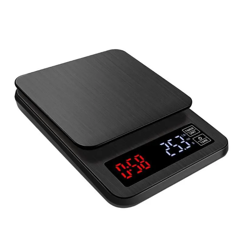 Электронные капельные весы для кофе с таймером, 5 кг/0,1 г, USB