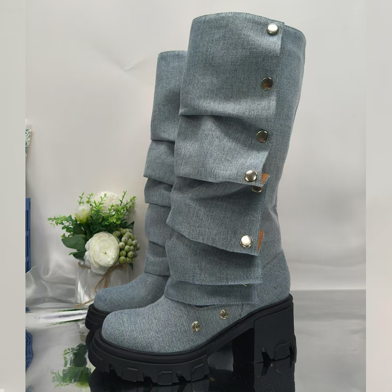 Botas De Invierno Knee HIgh Newest Sepatu Stiletto Heel Ladies Fashion Boots for Woman