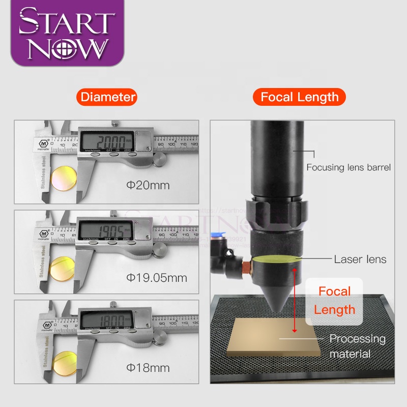 Startnow CO2 лазерный фокусный объектив Китай PVD ZnSe Dia 12 F38.1mm Диаметр 12mm F38.1 50,8 50,8mm 1,5 "2" для лазерной резки резьбы машина