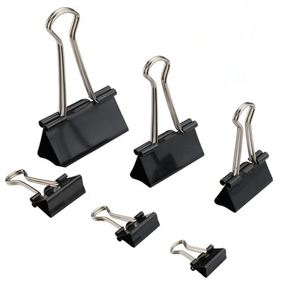 China Factory Wholesale Hot Selling 32mm Black Clip Office Supplies Metal Book Paper Iron Binder Clips