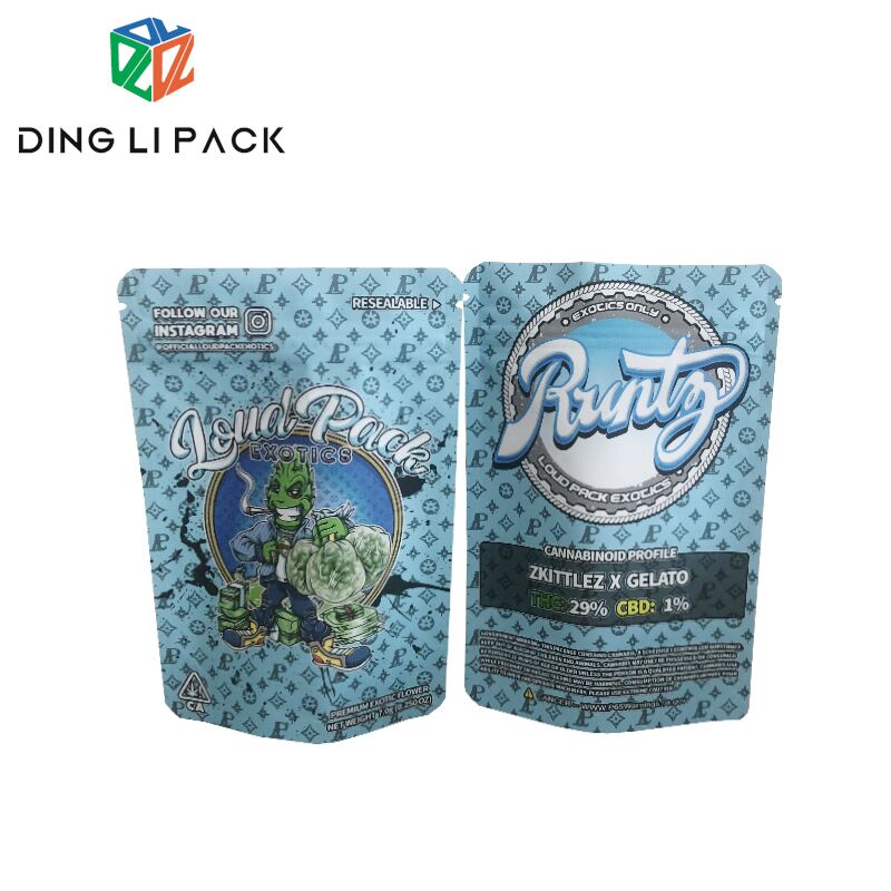 2021 hot sale custom printed new material soft touch 3.5 gram mylar bag weed stand up ziolock pouch