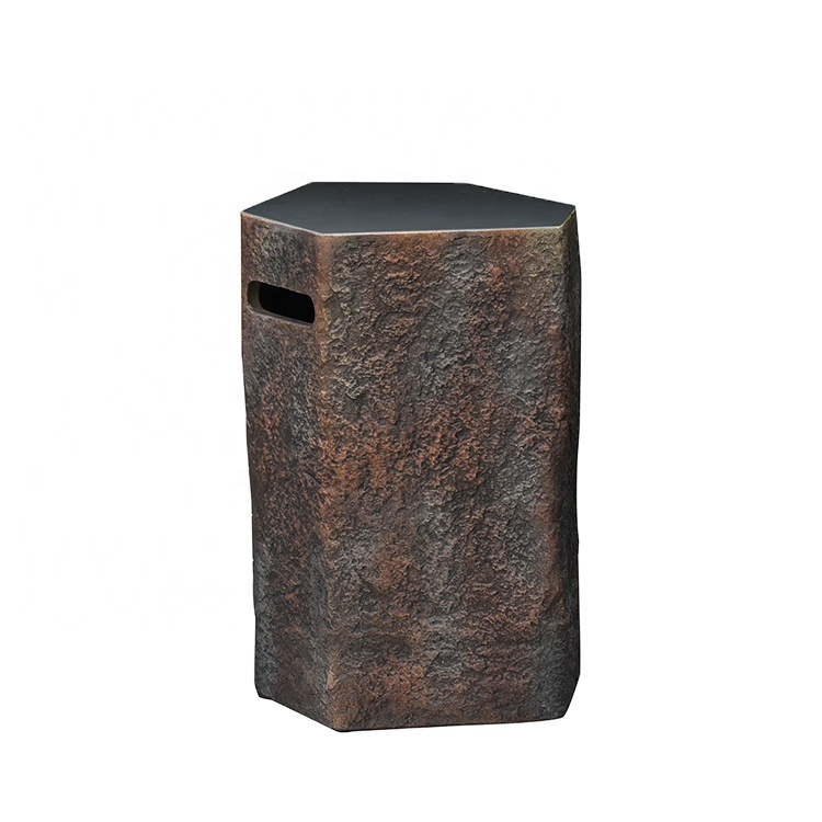 Elementi vintage basalt brown concrete outdoor fire pit cover cement gas tank cover