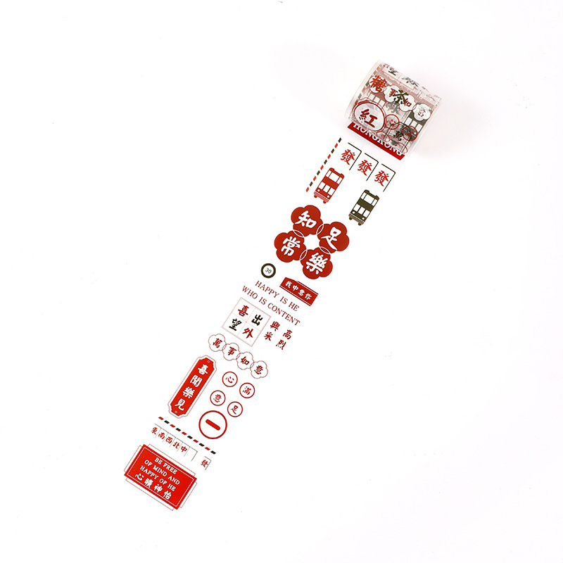 Chinese creative text tape pet transparent hand account material tape diy retro wind pvc hand account stickers