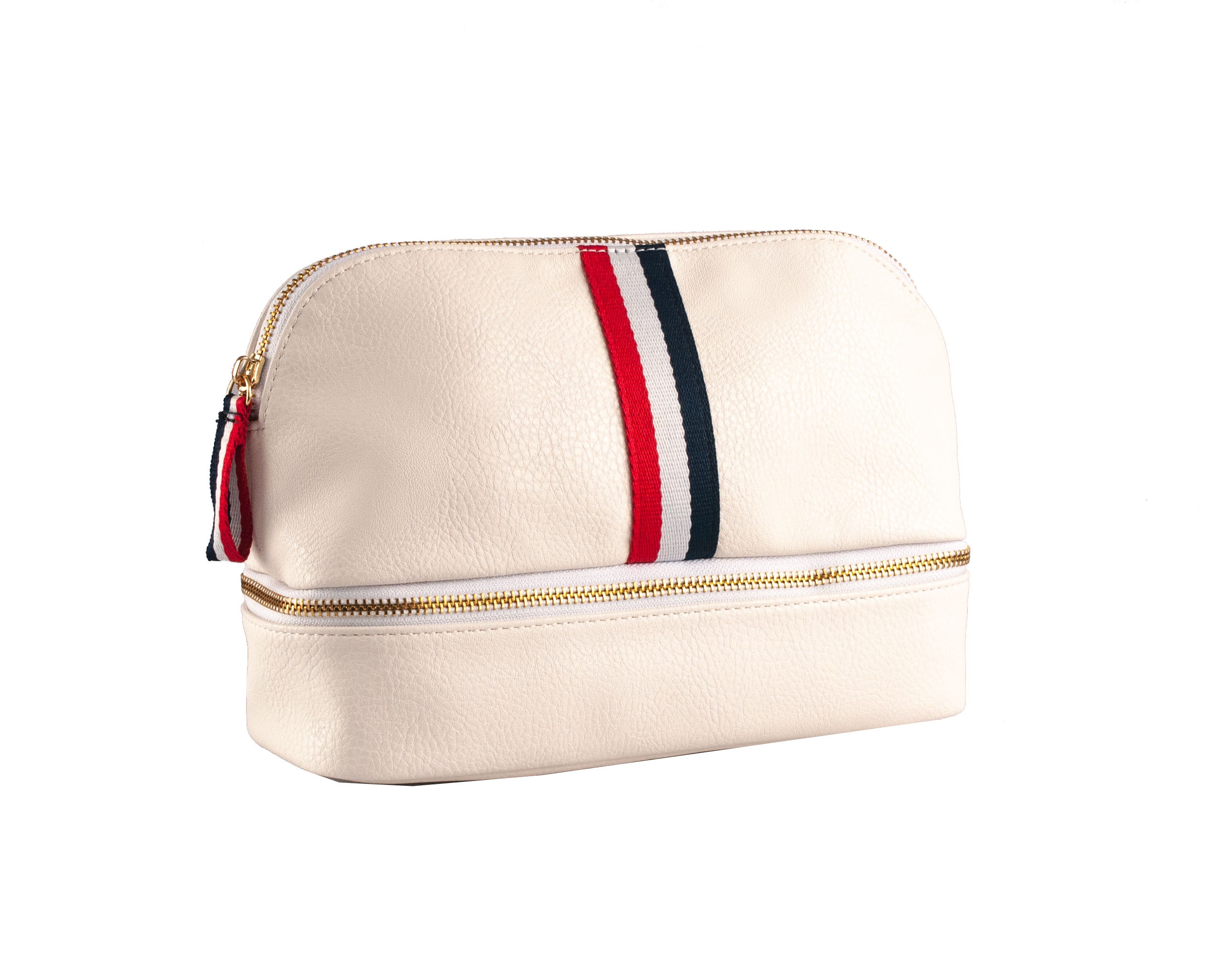 PU Leather Toiletry Bag Cosmetic Case Causal Make up Case Wholesale Manufacturer Fashion Travel Grain Pattern White Durable ODM