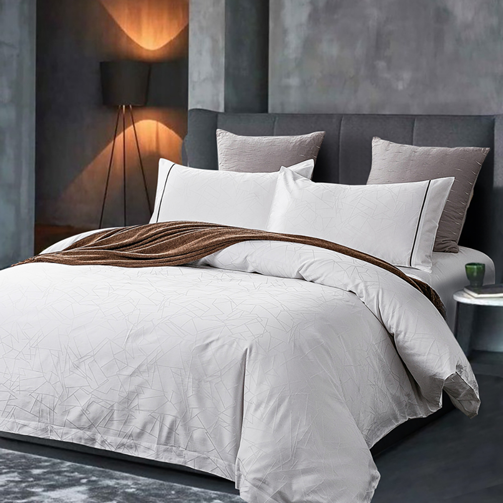 Luxury Breathable Durable Moisture-Proof White Jacquard King Size Cotton Bedding Set