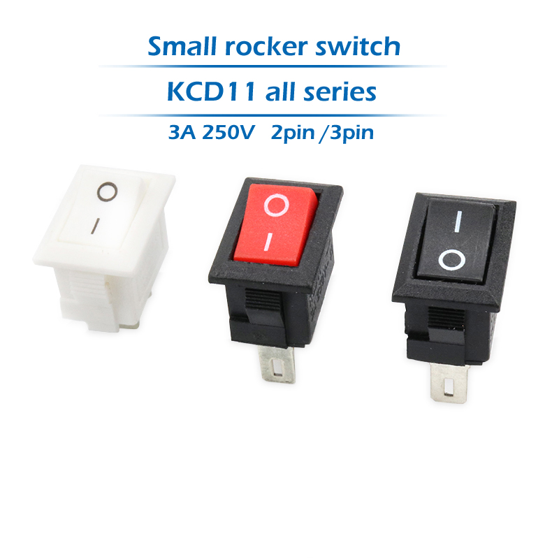 KCD11 2-контактный/3-контактный 10x15 мм мини-кнопочный переключатель SPST 3A 250 В переменного тока, автоматический переключатель ВКЛ/ВЫКЛ для лодки, черный, красный, белый, серый
