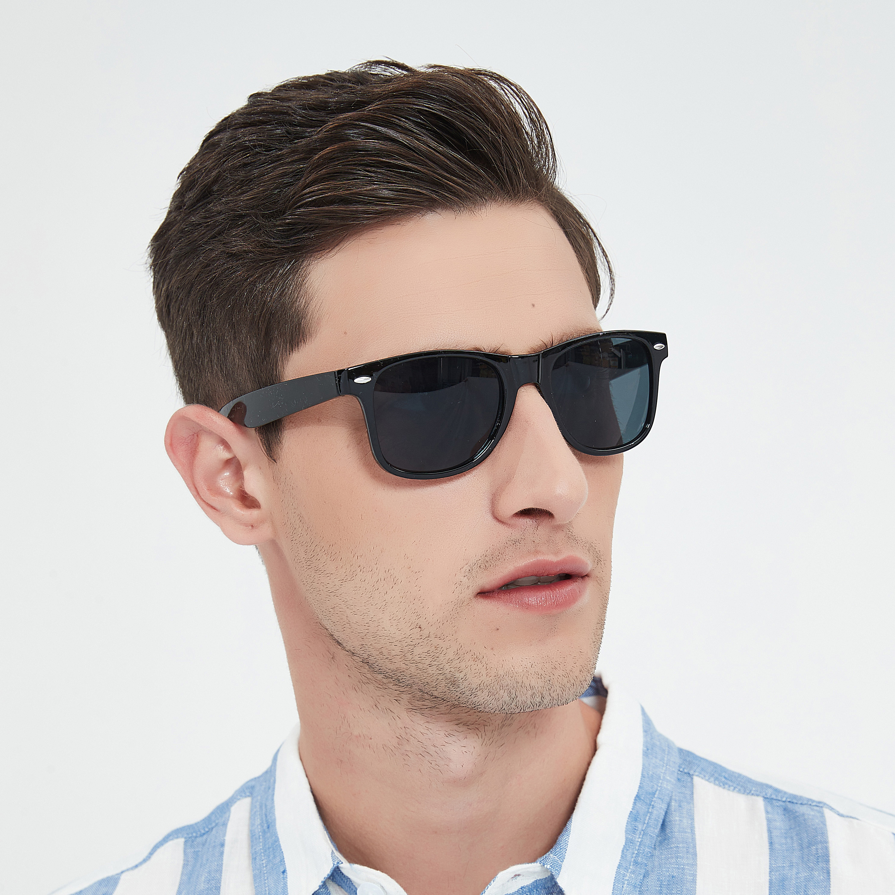 Wholesale Brand Designer Custom Logo Black Square Recycled Plastic Sun Glasses Promotional Women Sunglasses For Men 2025
