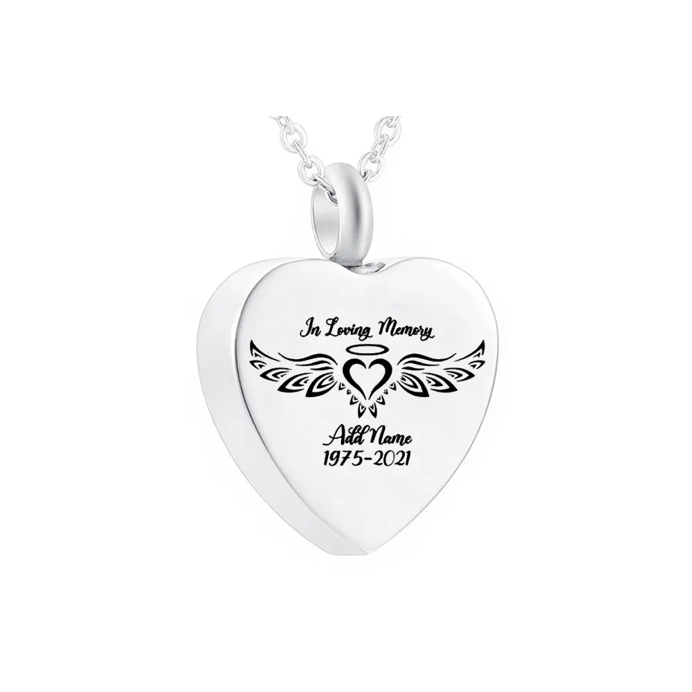 Heart-shaped cremation jewelry stainless steel urn pet ashes memorial urn souvenir with filling kit and gift velvet bag