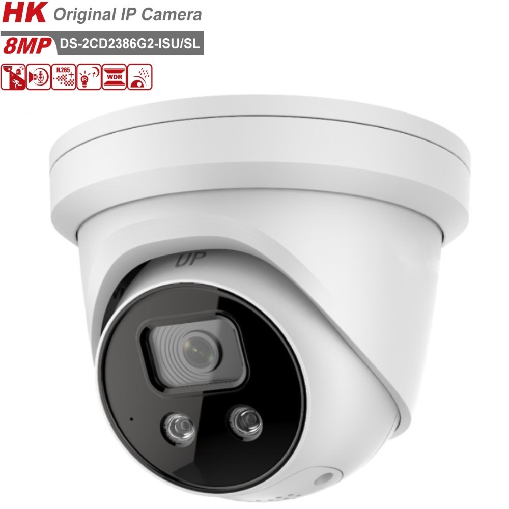 HK Original DS-2CD2386G2-ISU/SL 8MP 4K AcuSense фиксированная револьверная сетевая камера POE WDR 120dB, IP-камера безопасности с датчиком движения