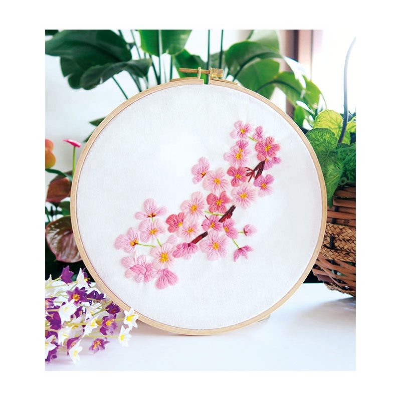 Xiurun 2021 Hot Sale DIY Embroidery Kit Punch Needle Cross Stitches Cherry Blossom Pattern Embroidery Kit for Beginners