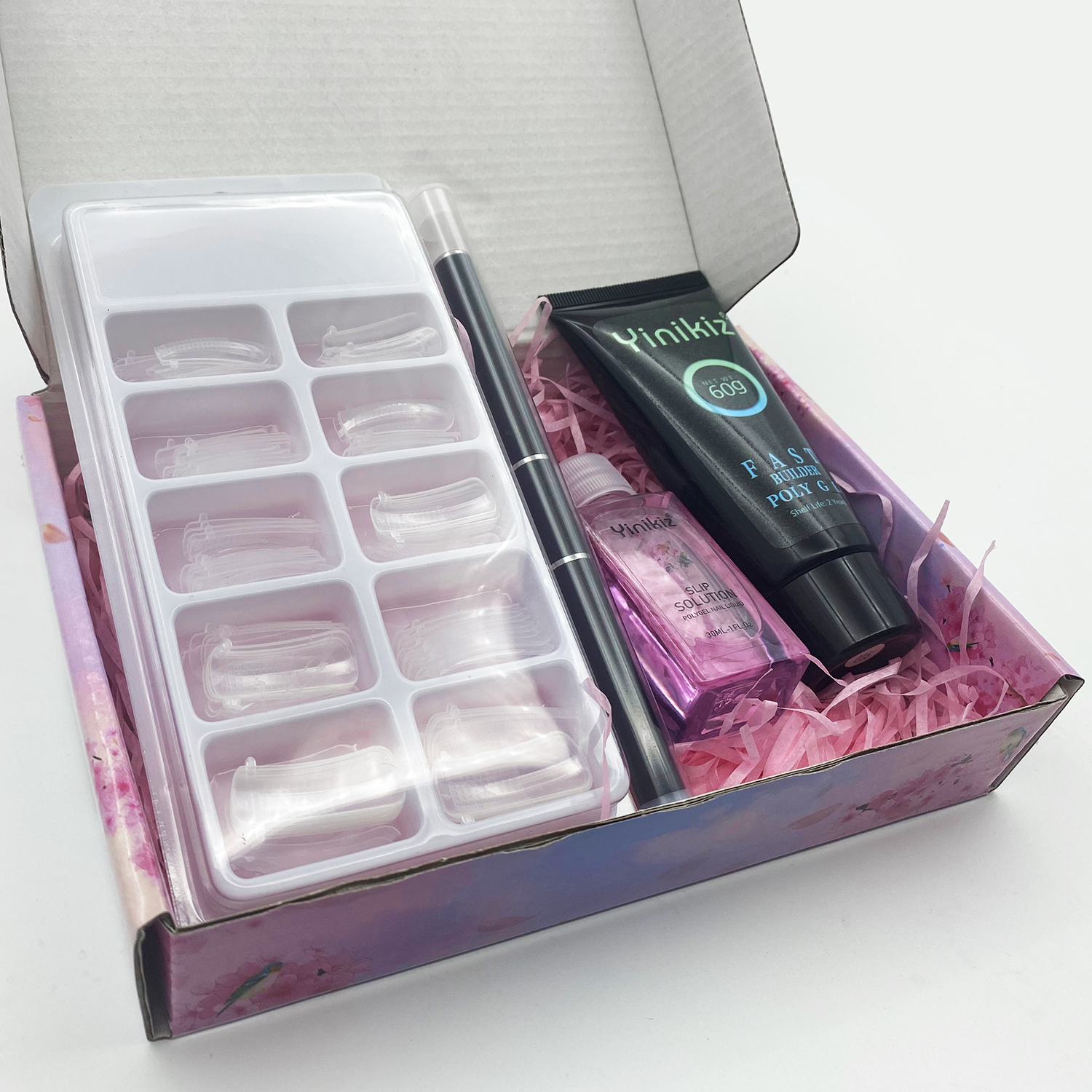 Yinikiz 60ml Poly Nails Gel Kit Acrylic Gel Nail Polish Quick Builder Extension Nail Art Varnish Glue with Box OEM