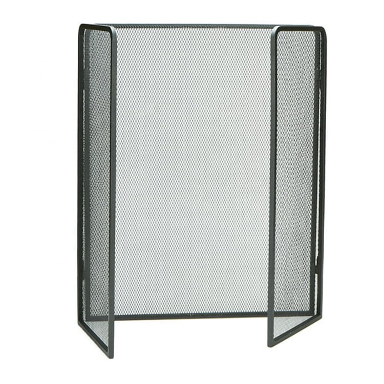 Black Eco-friendly Fireplace Protector Screen 3-Panel Folding Metal Mesh Chimney Fire Place Decorative Screen Cover