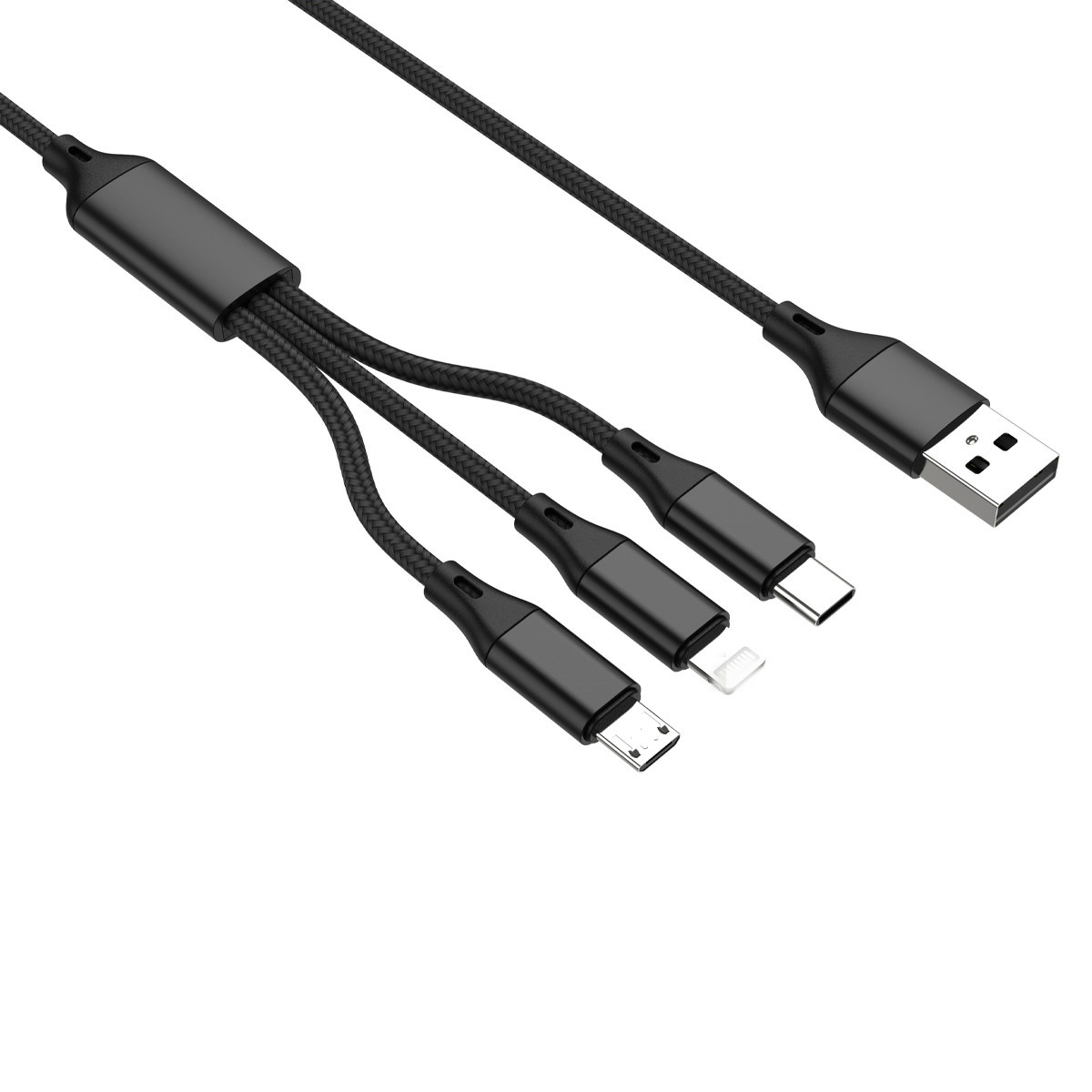 Нейлоновый плетеный провод от производителя, цветной кабель 3 в 1 Type-c для быстрой зарядки и передачи данных с USB-портом для мобильных телефонов Android, Apple