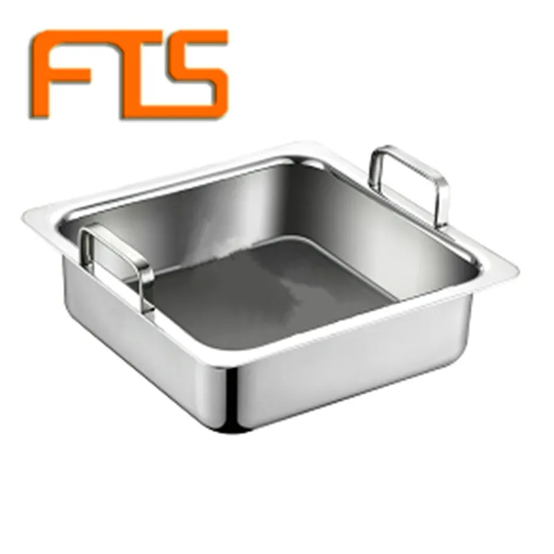 FTS Stock Pots 304 Stainless Steel Cook Commercial 3 Ply Restaurant Buffet Hotel Hot Shabu Squared Soup Pot