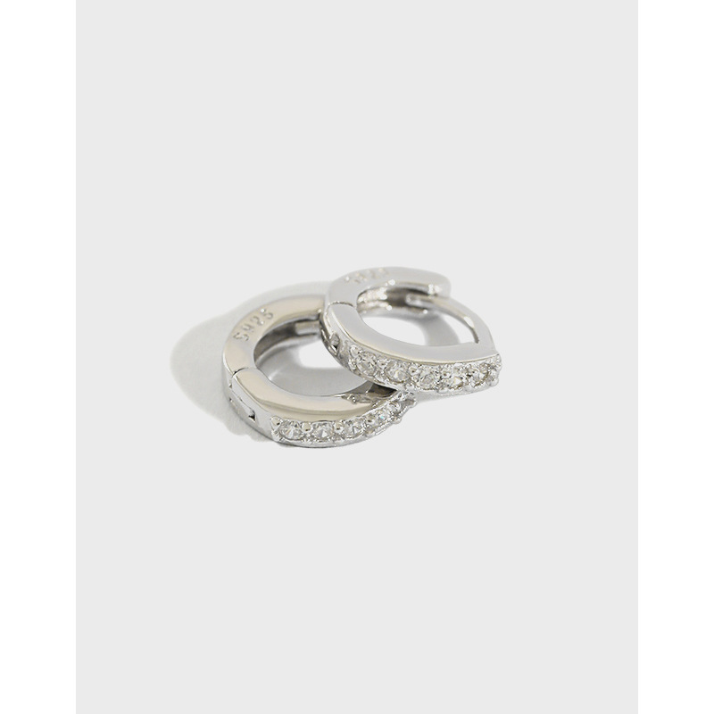 925 sterling silver 2021 new fashion minimalist mini zircon huggie earrings