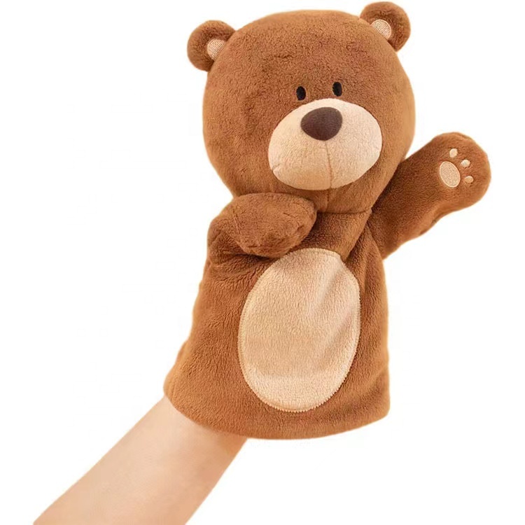 Custom new plush hand puppet bear comfort doll plush doll Children's stage performance.
