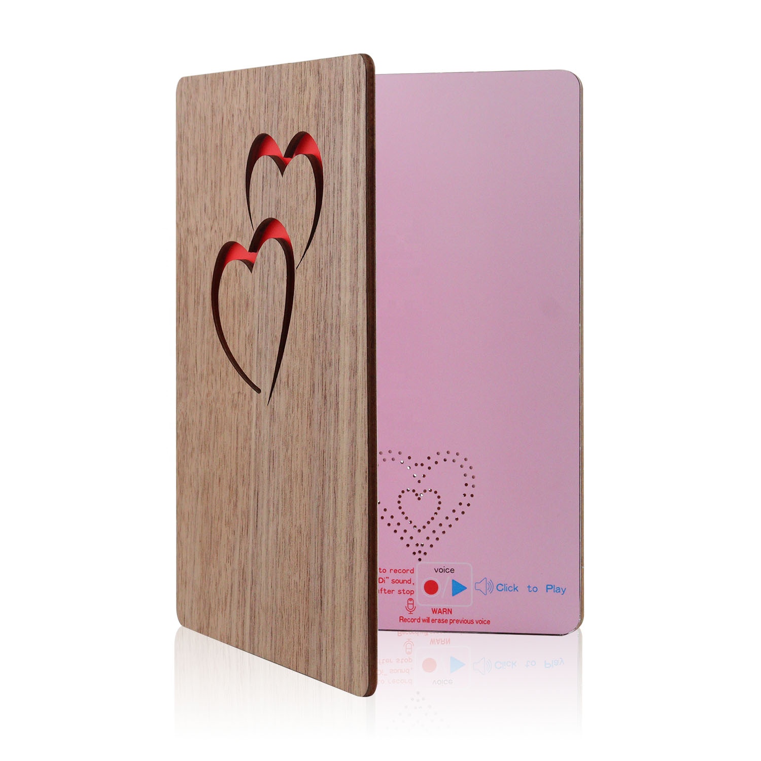 Custom Printing Thank You Christmas Voice Recording Happy Birthday Card Recordable Sound Wooden Greeting Pop up Gift Cards