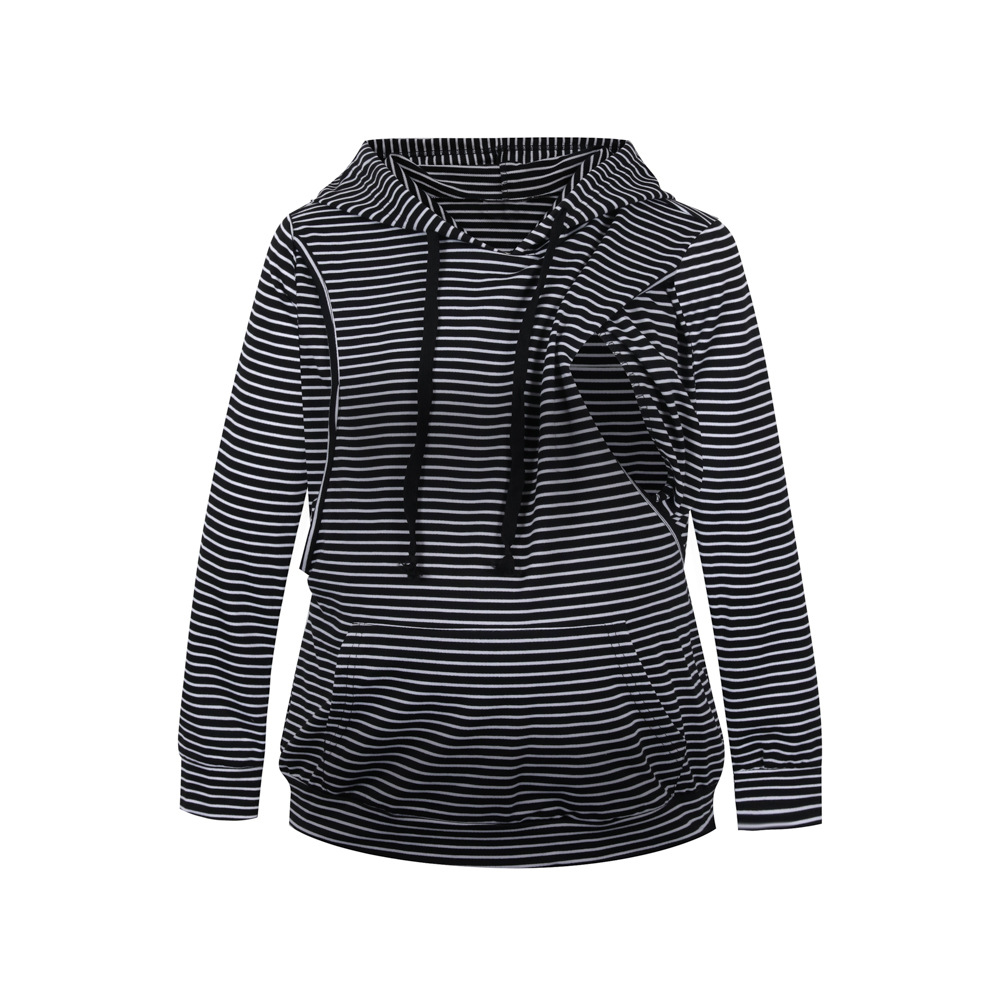 RTS hot sale clothes women v-neck hoodie shirts breastfeeding nursing tops women striped pregnant clothes