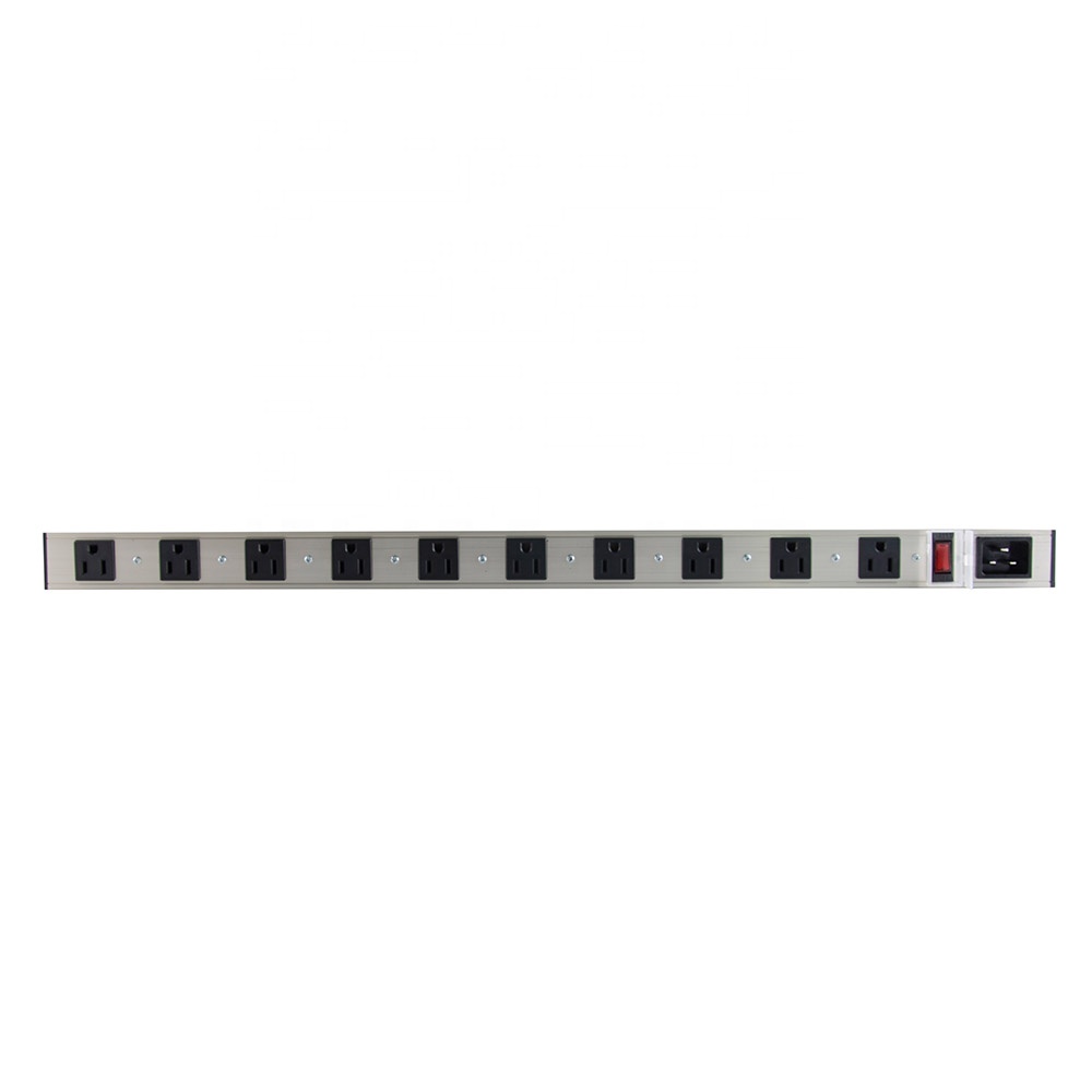 363 10-Outlet New Style Aluminum Alloy Steel Power Strips ETL with 3-Prong Inlet, no Power Cord