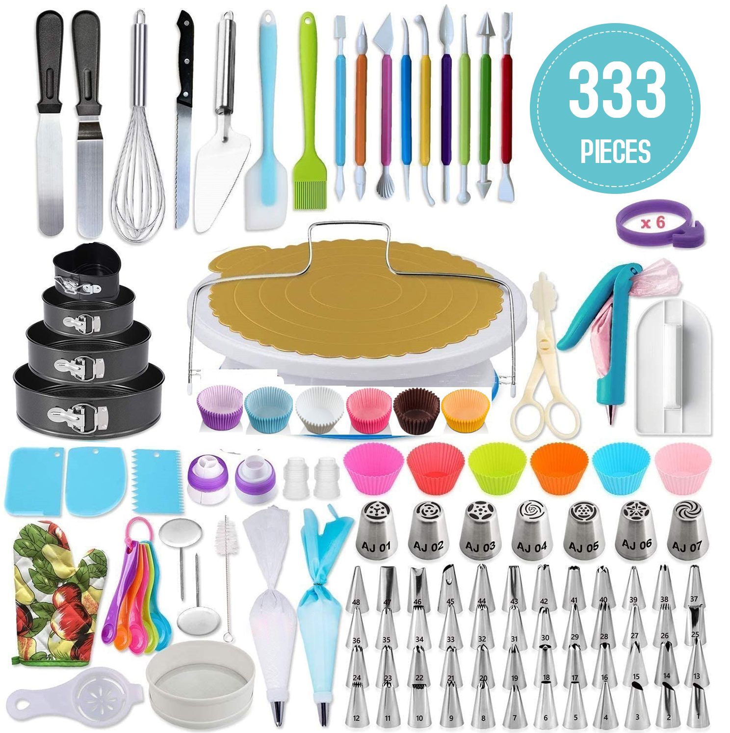 333pcs торт декоративные инструменты Kit Fondant (сахарная) Торт украшения инструменты для выпечки Посуда