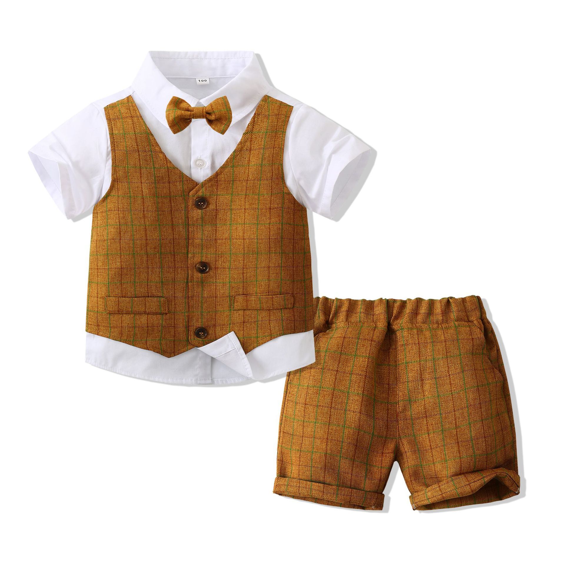 Boys' clothes sets children's gentleman dress summer boys vest shorts set baby boy suits