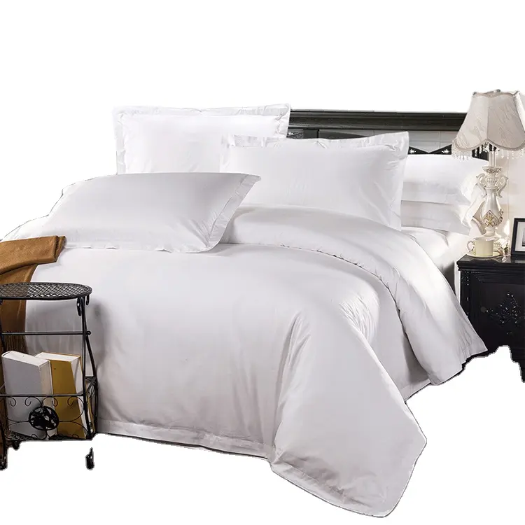 BSCI factory High Quality 100% Cotton Sateen Fabric Hotel Linen  Bed Sheets Bedding Set