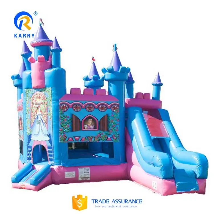 Inflatable Slide For Kids Pink Princess Bounce House Combo Inflatable Jumping Castle Combo Inflatable Bouncer Slide For Kids