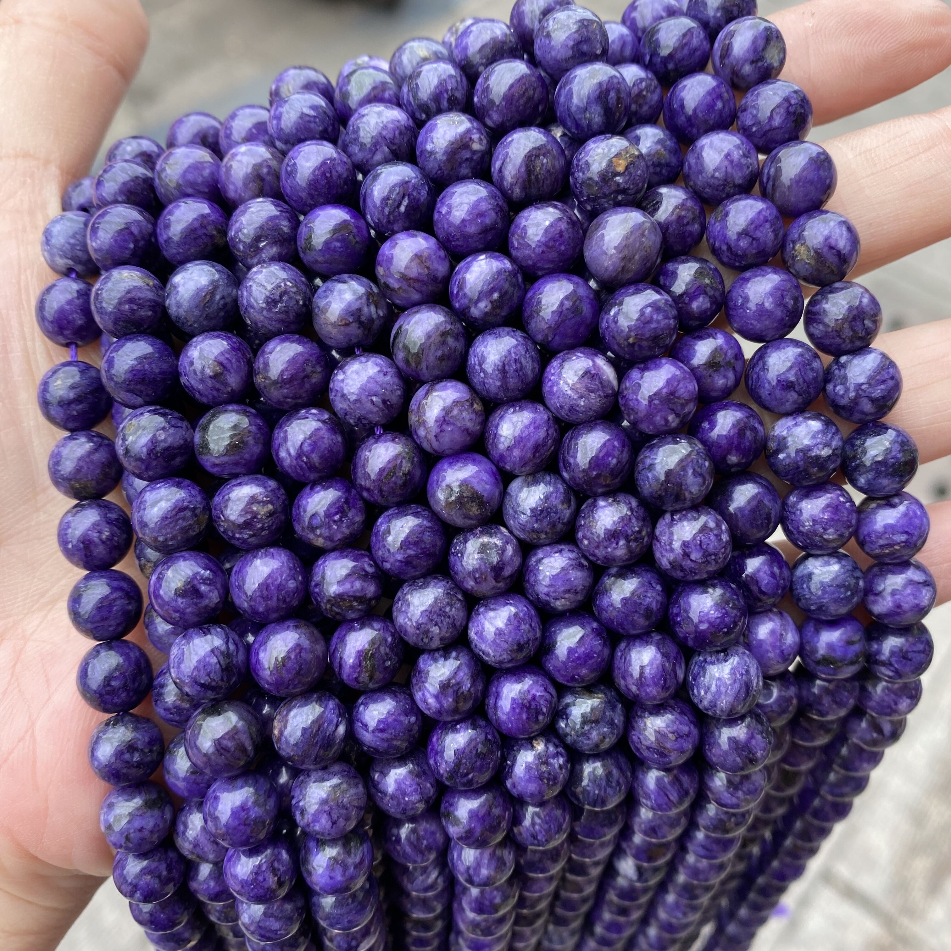 Окрашенные цветные бусины из натурального камня Charoite, 4/6/8/10 мм, фиолетовые бусины Charoite