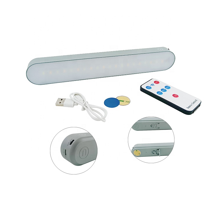 New USB Rechargeable Remote Control Hanging Bar Magnetic Wireless Closet Lighting Dimmable LED Under Cabinet Light