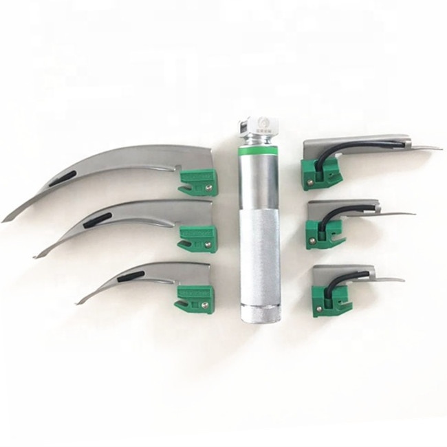 Hot Selling Pediatric Adult Miller and Mac Fiber Optic Disposable Blades Laryngoscope Set For Intubation