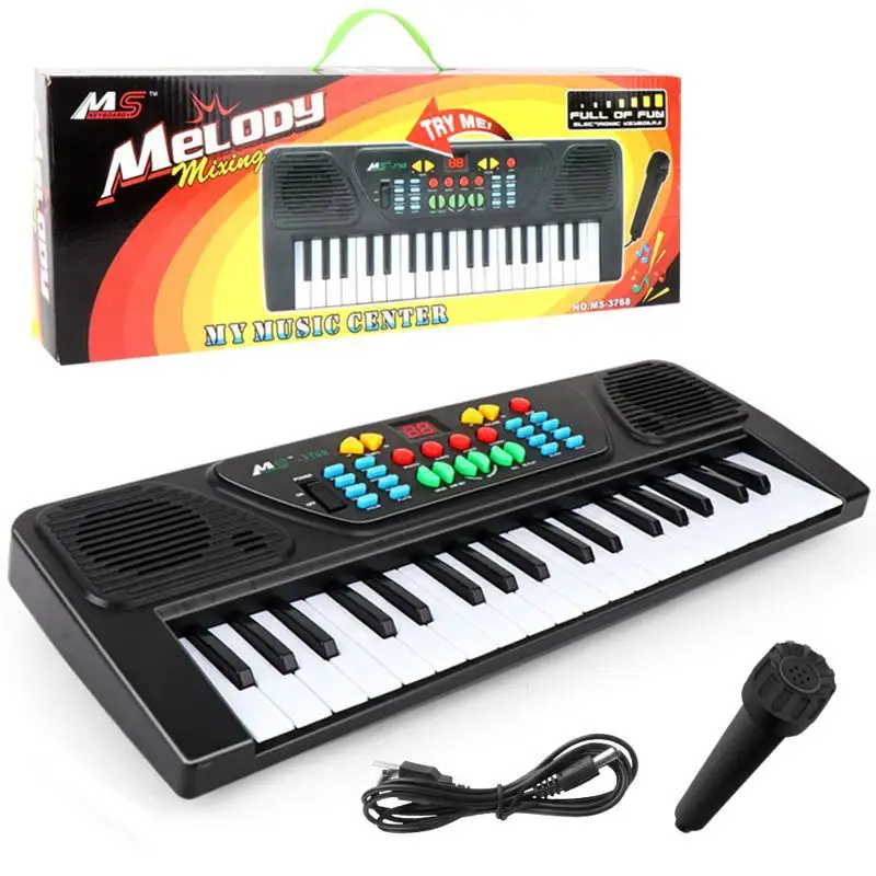 Children's 37-key charging musical learning toys kids electric keyboard bigfun toy piano and mic