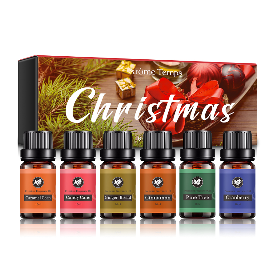 Christmas Essential Oil Gift Set 6 pcs Custom Private Label 100% Pure Aromatherapy Diffuser Essential Oil