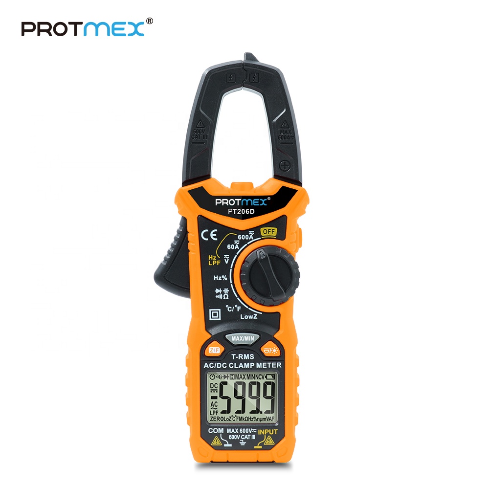 Мультиметр PROTMEX PT206D для измерения переменного/постоянного тока, 6000 А, 600 в