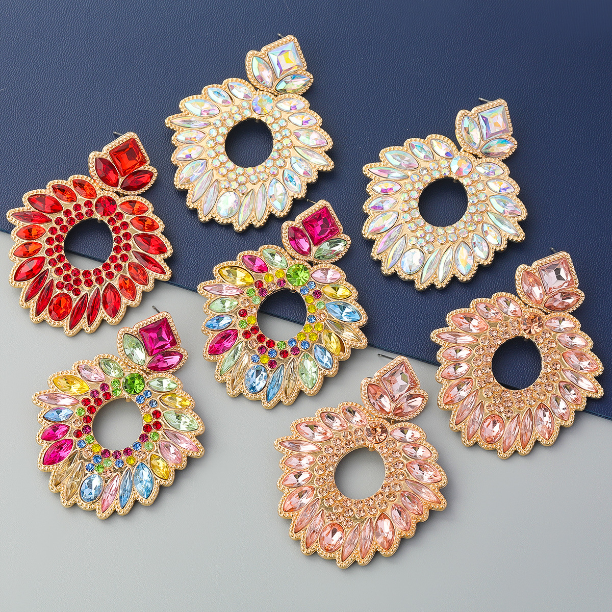 LFZ-531 Statement Earrings 2021 Flower Earrings Charms Vintage Jewelry Luxury Jewelry Bling Rhinestone Earrings For Women 2021